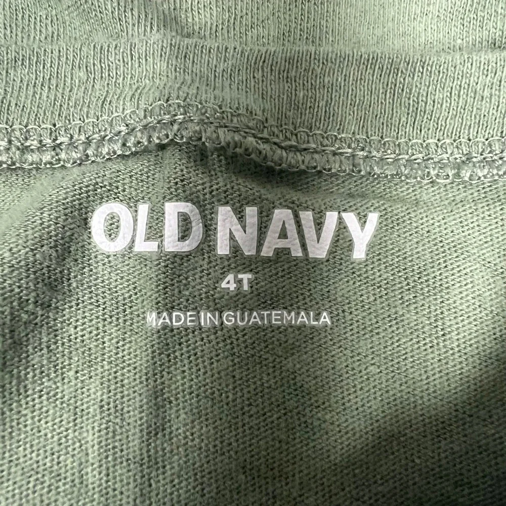 Old Navy Girls Long Sleeve Tee 4T Rainbow Bird Graphic Olive Green Cotton‎